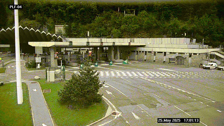 Webcam au péage du tunnel du Mont-Blanc, côté entrée France à Chamonix, au bout de l'A40