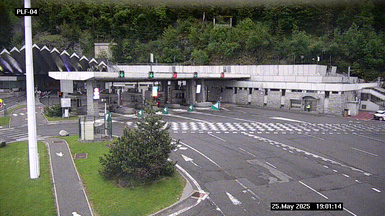 Webcam au péage du tunnel du Mont-Blanc, côté entrée France à Chamonix, au bout de l'A40