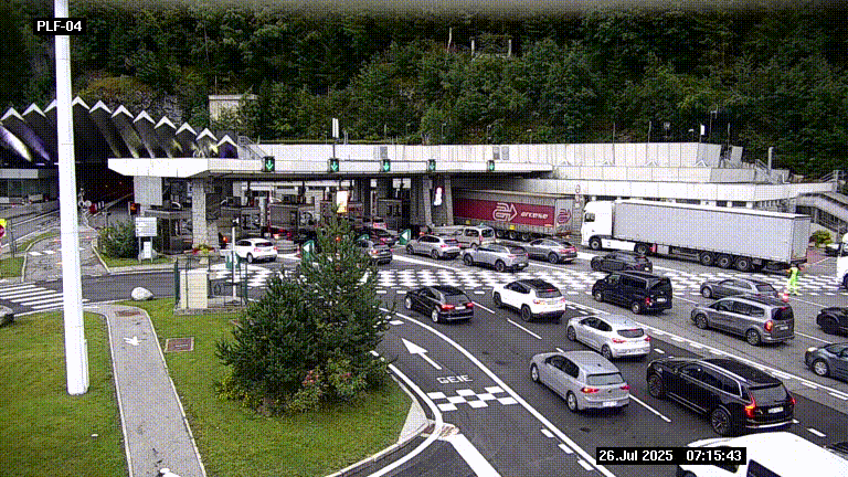 <h2>Webcam au péage du tunnel du Mont-Blanc, côté entrée France à Chamonix, au bout de l'A40</h2>
