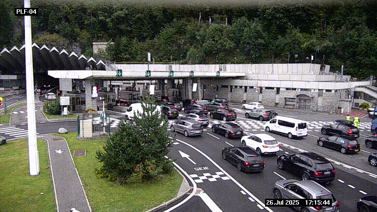 Webcam au péage du tunnel du Mont-Blanc, côté entrée France à Chamonix, au bout de l'A40