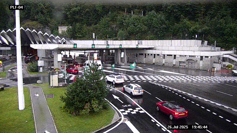 Webcam au péage du tunnel du Mont-Blanc, côté entrée France à Chamonix, au bout de l'A40