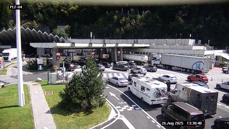 Webcam au péage du tunnel du Mont-Blanc, côté entrée France à Chamonix, au bout de l'A40