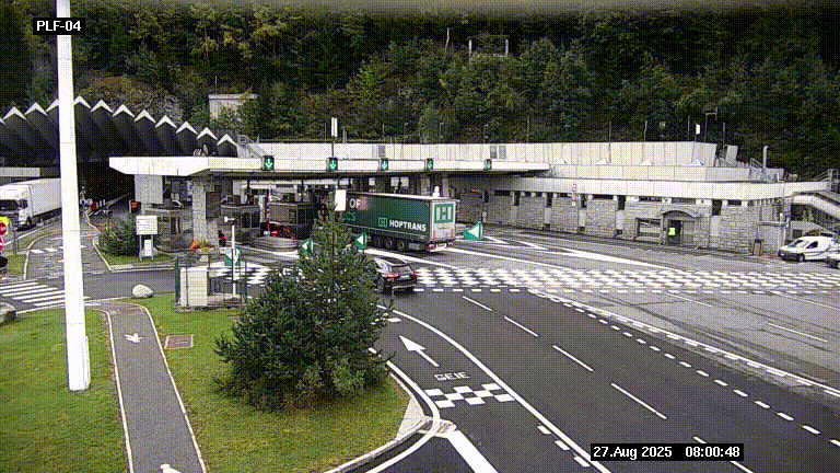 Webcam au péage du tunnel du Mont-Blanc, côté entrée France à Chamonix, au bout de l'A40