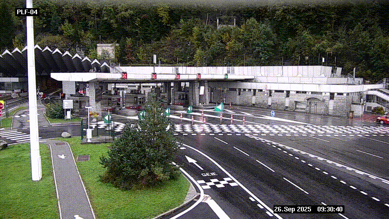 Webcam au péage du tunnel du Mont-Blanc, côté entrée France à Chamonix, au bout de l'A40
