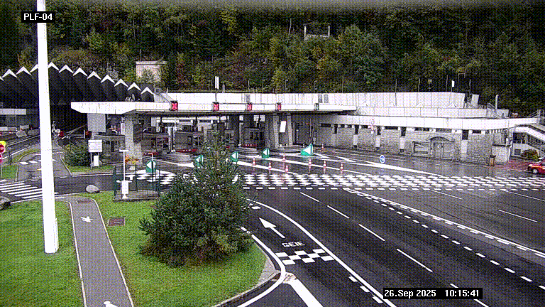 Webcam au péage du tunnel du Mont-Blanc, côté entrée France à Chamonix, au bout de l'A40