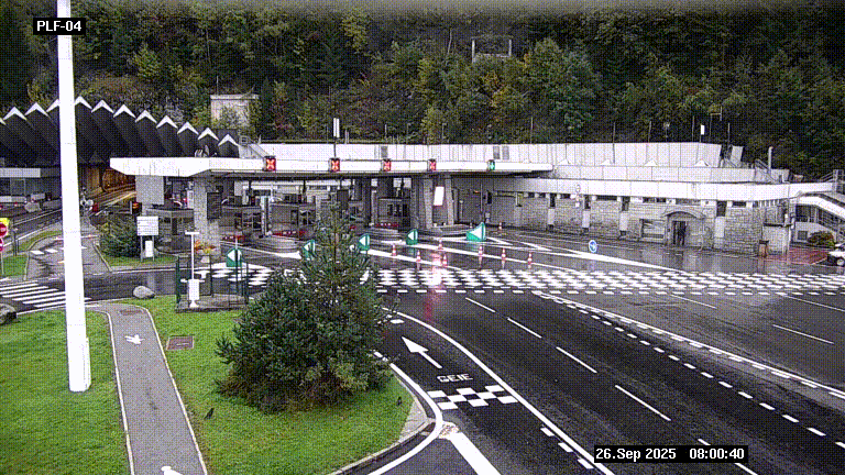 Webcam au péage du tunnel du Mont-Blanc, côté entrée France à Chamonix, au bout de l'A40
