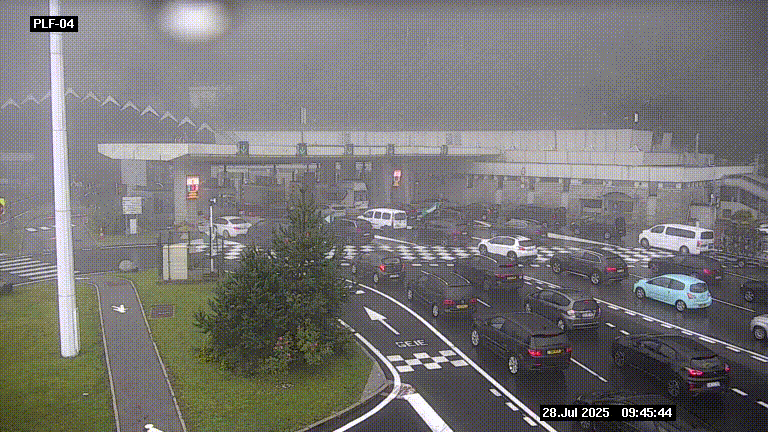 Webcam au péage du tunnel du Mont-Blanc, côté entrée France à Chamonix, au bout de l'A40