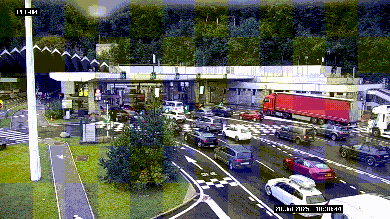 Webcam au péage du tunnel du Mont-Blanc, côté entrée France à Chamonix, au bout de l'A40