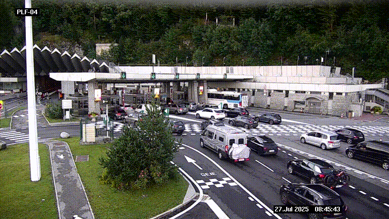 <h2>Webcam au péage du tunnel du Mont-Blanc, côté entrée France à Chamonix, au bout de l'A40</h2>