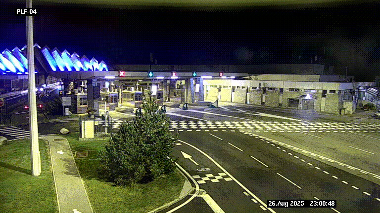 Webcam au péage du tunnel du Mont-Blanc, côté entrée France à Chamonix, au bout de l'A40