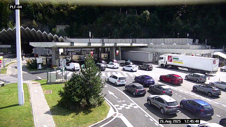 <h2>Webcam au péage du tunnel du Mont-Blanc, côté entrée France à Chamonix, au bout de l'A40</h2>