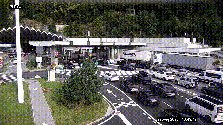 Webcam au péage du tunnel du Mont-Blanc, côté entrée France à Chamonix, au bout de l'A40