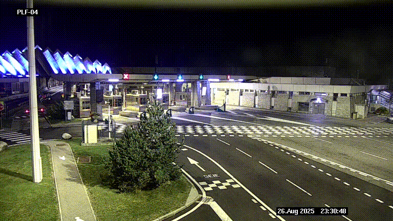 Webcam au péage du tunnel du Mont-Blanc, côté entrée France à Chamonix, au bout de l'A40