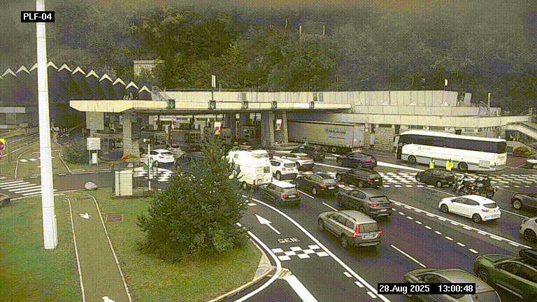 Webcam au péage du tunnel du Mont-Blanc, côté entrée France à Chamonix, au bout de l'A40