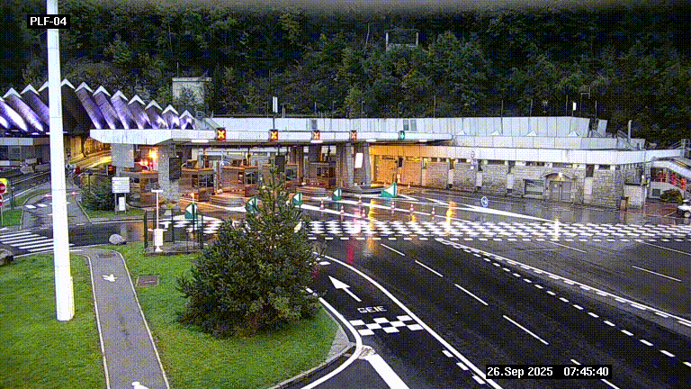 Webcam au péage du tunnel du Mont-Blanc, côté entrée France à Chamonix, au bout de l'A40