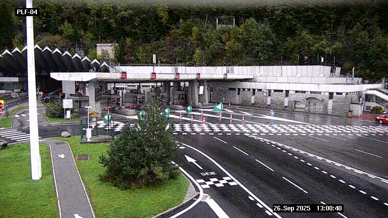 Webcam au péage du tunnel du Mont-Blanc, côté entrée France à Chamonix, au bout de l'A40