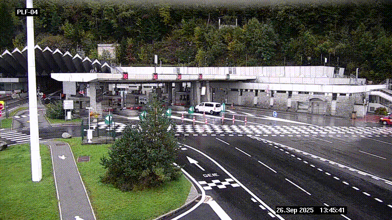 Webcam au péage du tunnel du Mont-Blanc, côté entrée France à Chamonix, au bout de l'A40