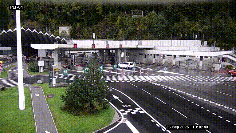 Webcam au péage du tunnel du Mont-Blanc, côté entrée France à Chamonix, au bout de l'A40