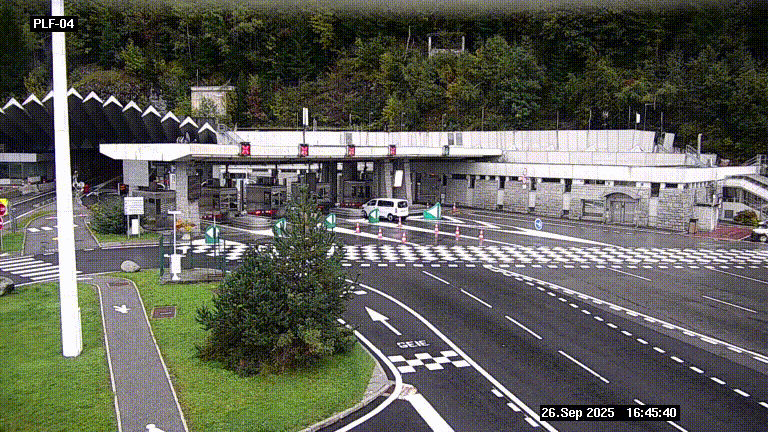 Webcam au péage du tunnel du Mont-Blanc, côté entrée France à Chamonix, au bout de l'A40