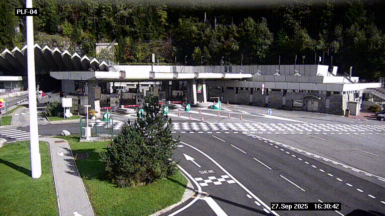 Webcam au péage du tunnel du Mont-Blanc, côté entrée France à Chamonix, au bout de l'A40