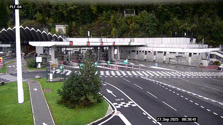 Webcam au péage du tunnel du Mont-Blanc, côté entrée France à Chamonix, au bout de l'A40