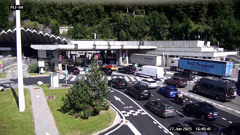 Webcam au péage du tunnel du Mont-Blanc, côté entrée France à Chamonix, au bout de l'A40