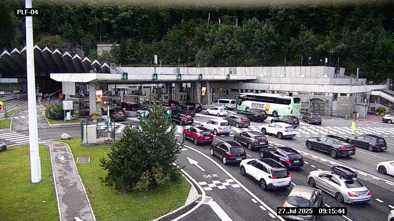 Webcam au péage du tunnel du Mont-Blanc, côté entrée France à Chamonix, au bout de l'A40
