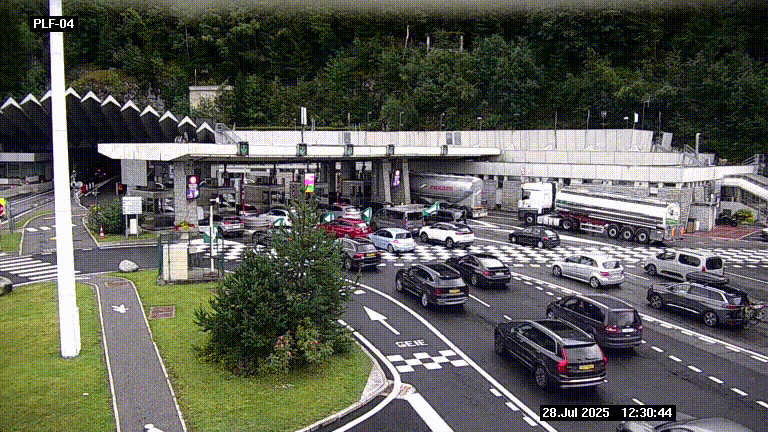 Webcam au péage du tunnel du Mont-Blanc, côté entrée France à Chamonix, au bout de l'A40