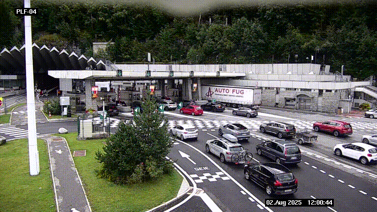 Webcam au péage du tunnel du Mont-Blanc, côté entrée France à Chamonix, au bout de l'A40
