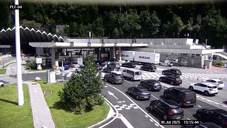 Webcam au péage du tunnel du Mont-Blanc, côté entrée France à Chamonix, au bout de l'A40