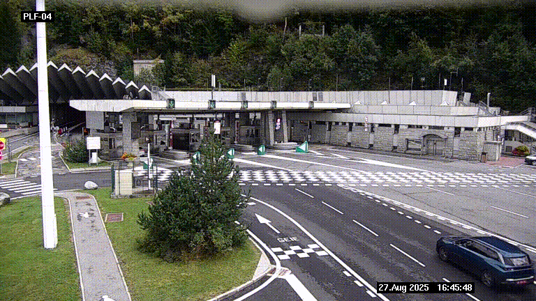 Webcam au péage du tunnel du Mont-Blanc, côté entrée France à Chamonix, au bout de l'A40