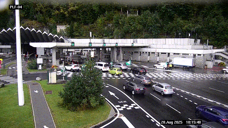 Webcam au péage du tunnel du Mont-Blanc, côté entrée France à Chamonix, au bout de l'A40