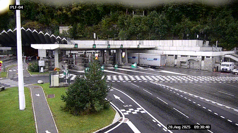 Webcam au péage du tunnel du Mont-Blanc, côté entrée France à Chamonix, au bout de l'A40