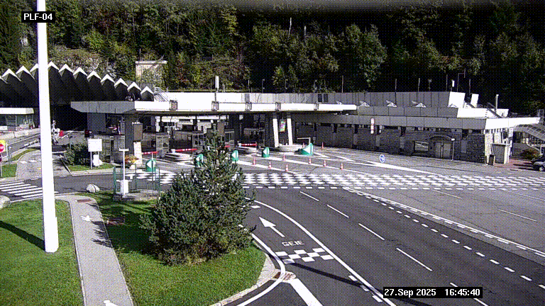 Webcam au péage du tunnel du Mont-Blanc, côté entrée France à Chamonix, au bout de l'A40