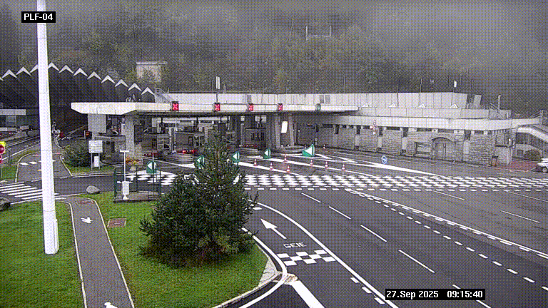 Webcam au péage du tunnel du Mont-Blanc, côté entrée France à Chamonix, au bout de l'A40