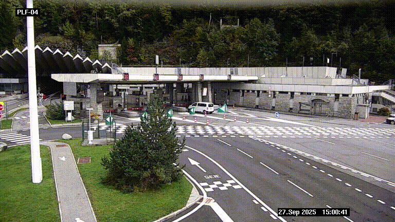 Webcam au péage du tunnel du Mont-Blanc, côté entrée France à Chamonix, au bout de l'A40