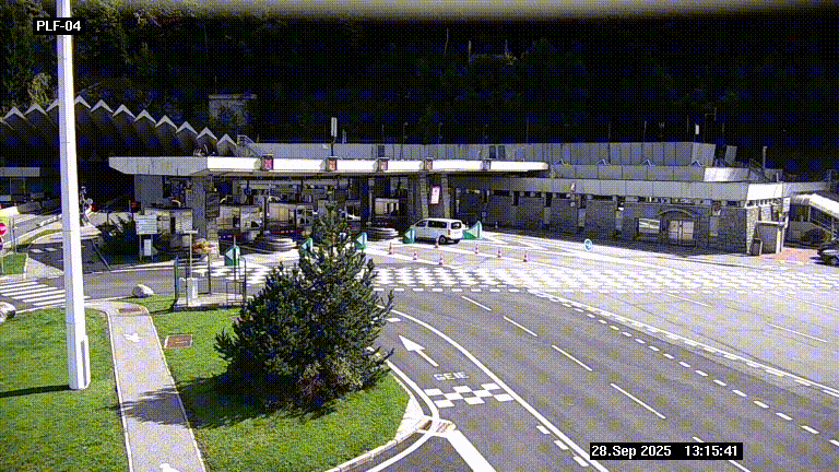 Webcam au péage du tunnel du Mont-Blanc, côté entrée France à Chamonix, au bout de l'A40