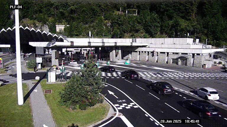 Webcam au péage du tunnel du Mont-Blanc, côté entrée France à Chamonix, au bout de l'A40