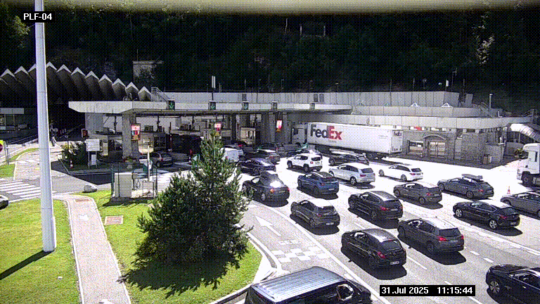 Webcam au péage du tunnel du Mont-Blanc, côté entrée France à Chamonix, au bout de l'A40