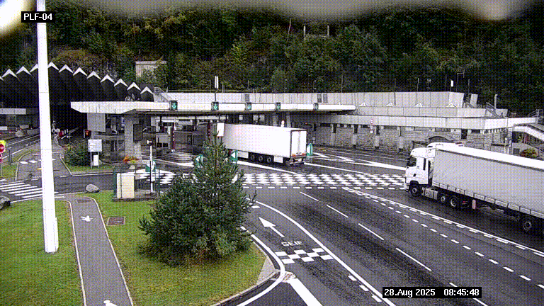 Webcam au péage du tunnel du Mont-Blanc, côté entrée France à Chamonix, au bout de l'A40