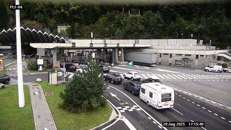 Webcam au péage du tunnel du Mont-Blanc, côté entrée France à Chamonix, au bout de l'A40