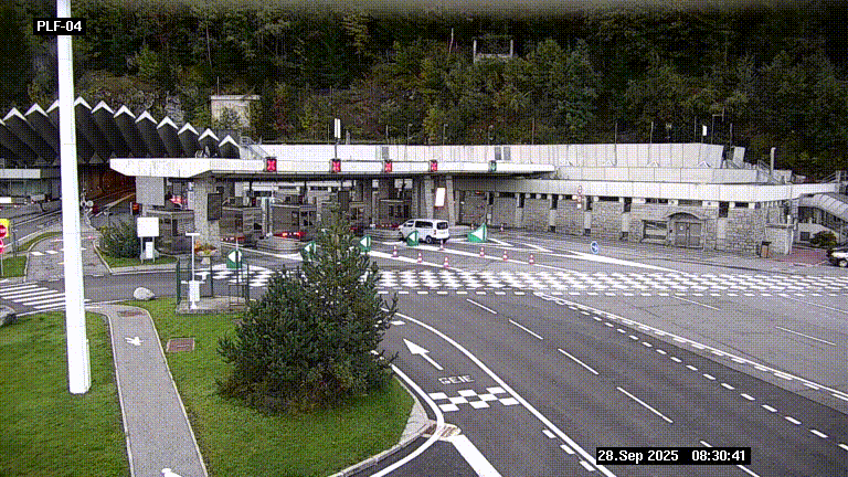Webcam au péage du tunnel du Mont-Blanc, côté entrée France à Chamonix, au bout de l'A40