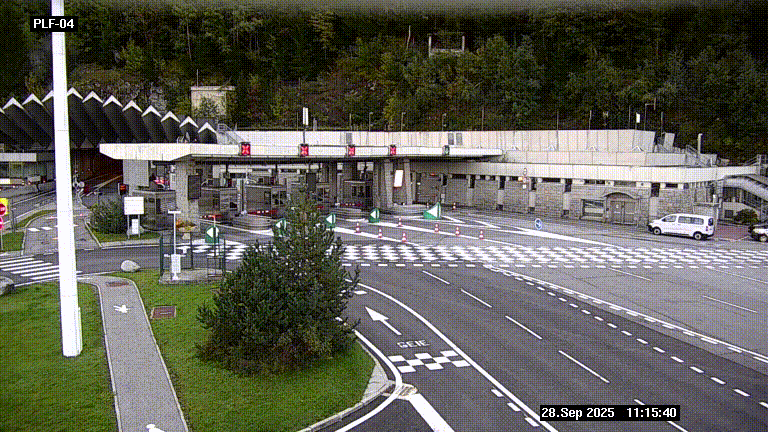 Webcam au péage du tunnel du Mont-Blanc, côté entrée France à Chamonix, au bout de l'A40