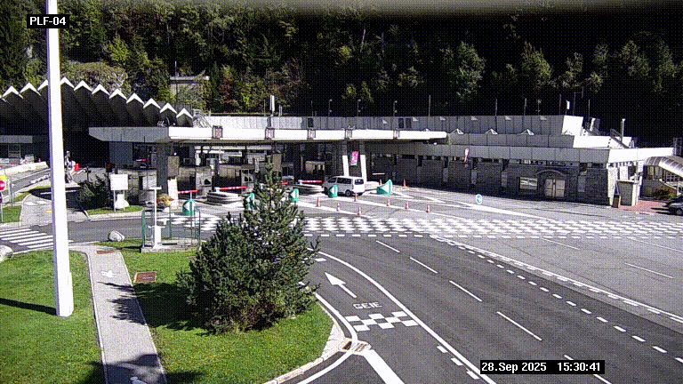 Webcam au péage du tunnel du Mont-Blanc, côté entrée France à Chamonix, au bout de l'A40
