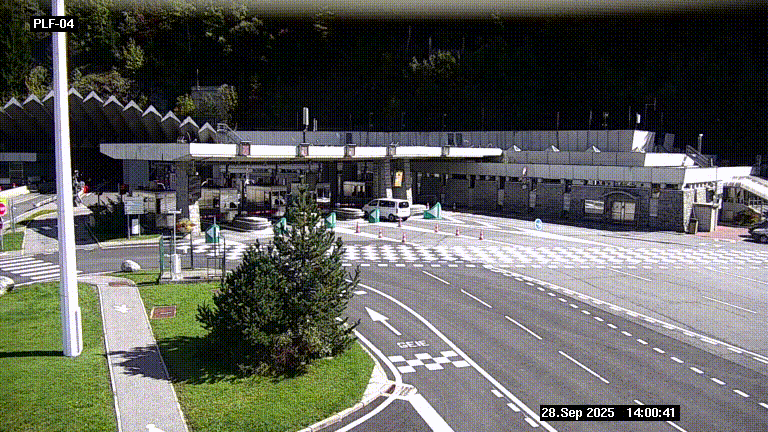Webcam au péage du tunnel du Mont-Blanc, côté entrée France à Chamonix, au bout de l'A40