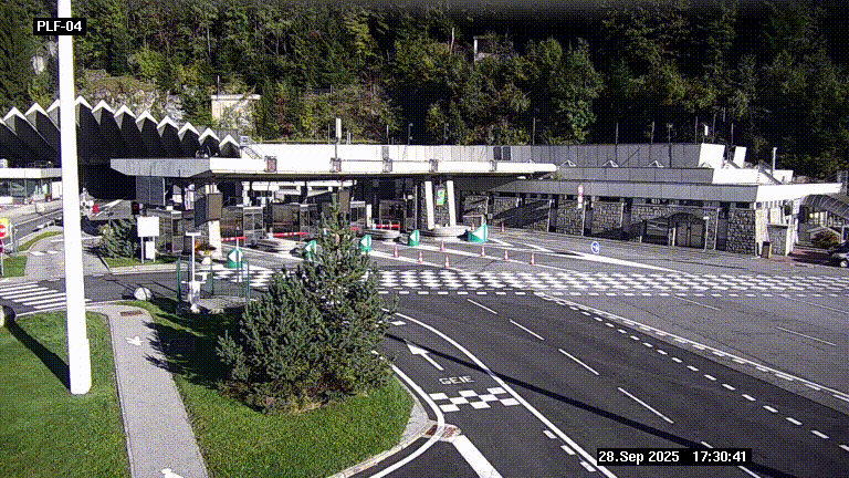 Webcam au péage du tunnel du Mont-Blanc, côté entrée France à Chamonix, au bout de l'A40
