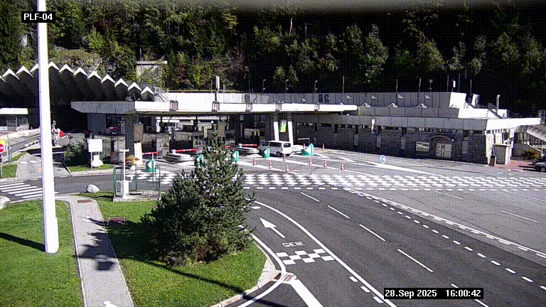 Webcam au péage du tunnel du Mont-Blanc, côté entrée France à Chamonix, au bout de l'A40