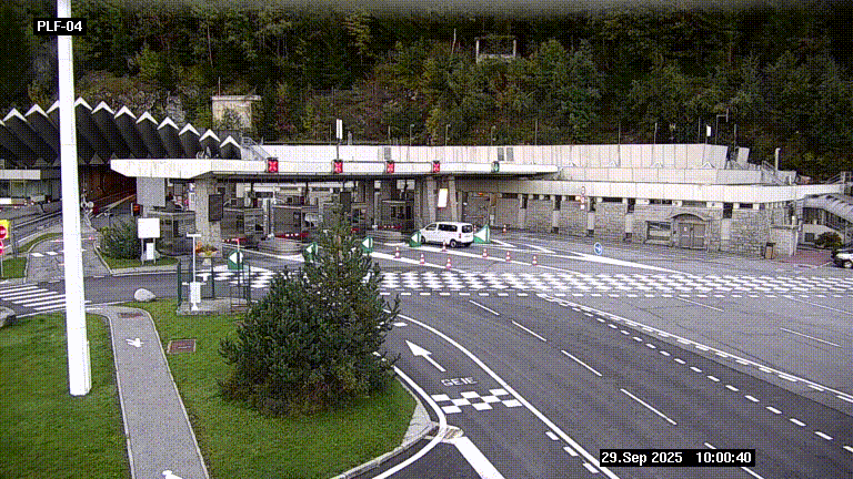Webcam au péage du tunnel du Mont-Blanc, côté entrée France à Chamonix, au bout de l'A40