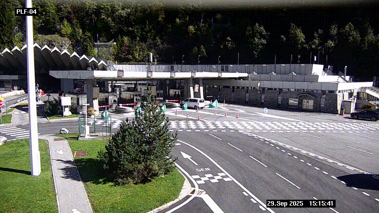 Webcam au péage du tunnel du Mont-Blanc, côté entrée France à Chamonix, au bout de l'A40