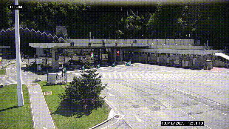 Webcam au péage du tunnel du Mont-Blanc, côté entrée France à Chamonix, au bout de l'A40